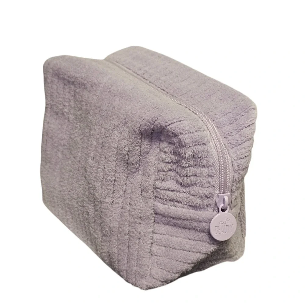 Cult Beauty Lilac Towelling Bag Fuzzy Fluffy Makeup Case Lavender Purple‎ Case